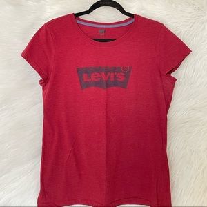 Levi’s Classic Logo T-Shirt (Dark Red/Navy-Size L) Pre-owned